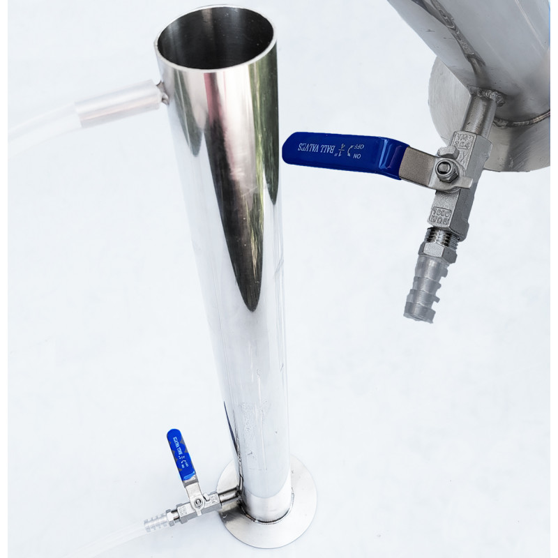 Carbon filtration column with valve STAINLESS CARBON FILTERACTIVE CARBON DISTILLATOR FOR 1 L