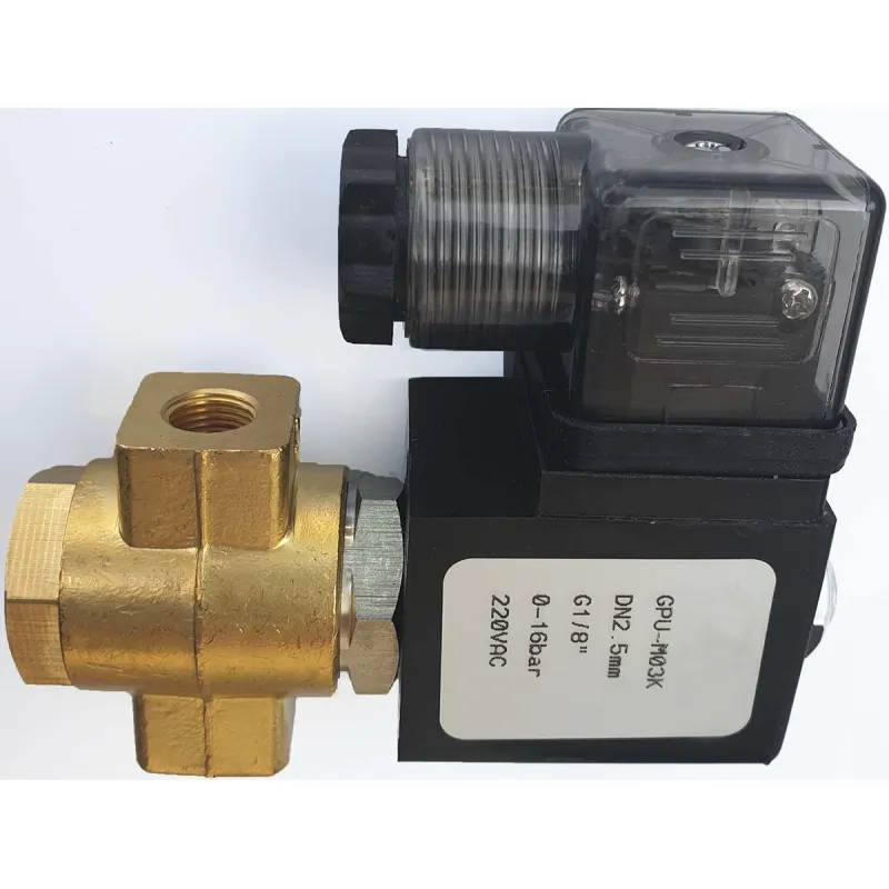 Otevřený mosazný solenoidový ventil 1/4" 230V 0-16 bar 120°C: