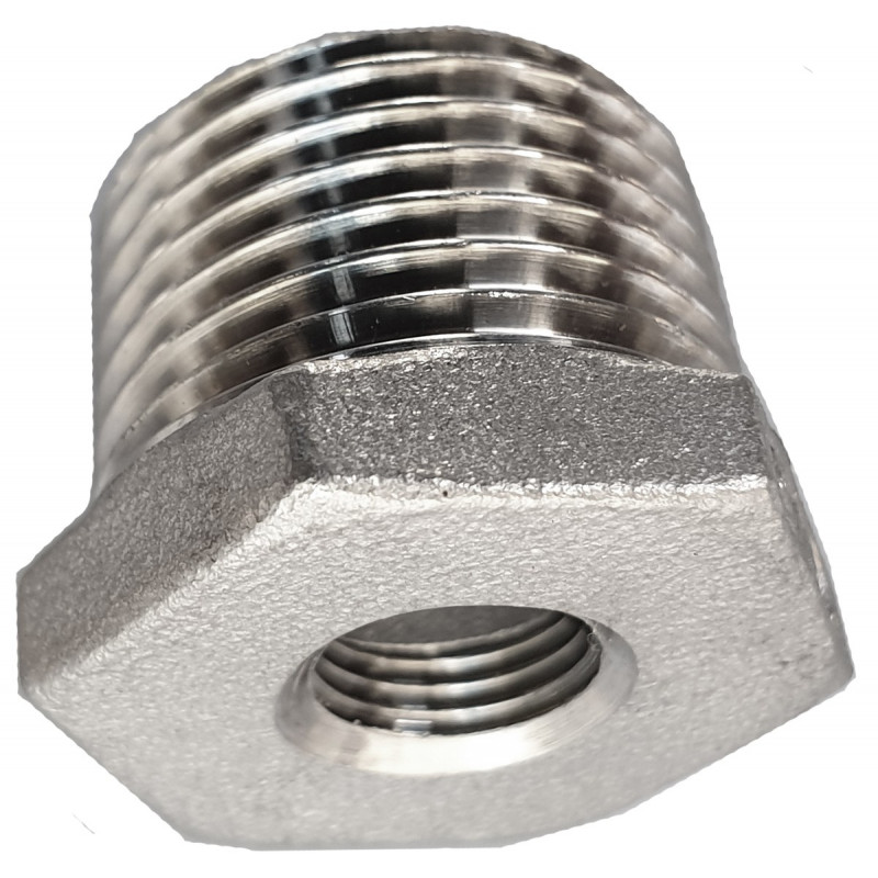 Stainless steel reducer F/M 3/8" to 1/2 threaded