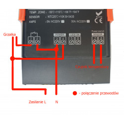 Elektronický regulátor teploty se sondou 230V, 30A pro elektroventilový destilátor