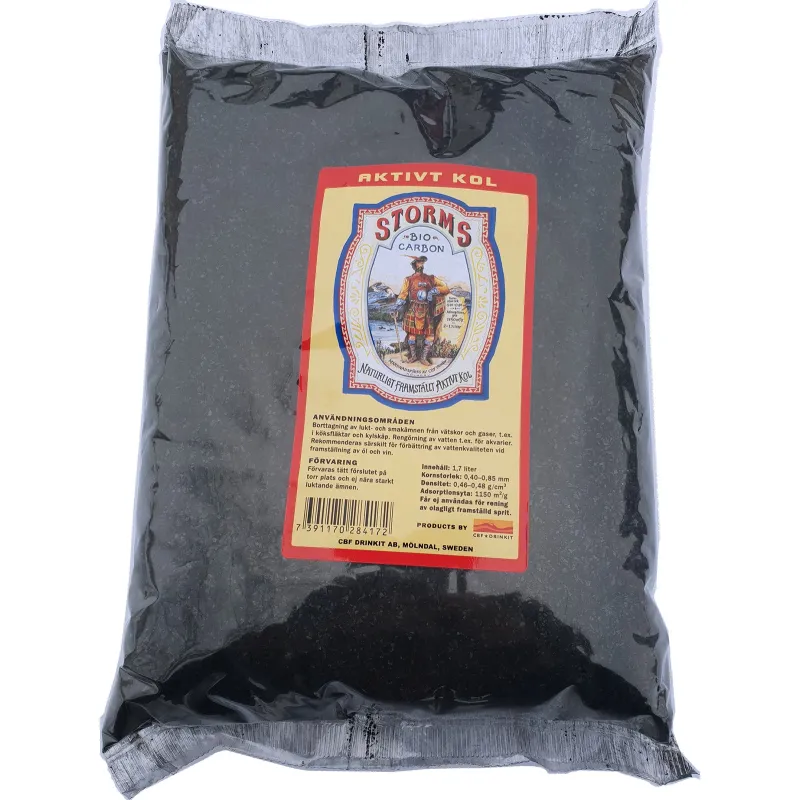 AKTIVERADE KOLSTORMAR KOKOSNÖT 1,7L KOLFILTERFILTRERING